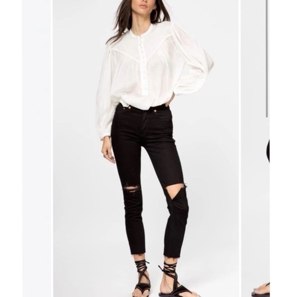 Re/Done 90s High Rise Ankle Crop in Jet Black, size 31, NWT - Picture 1 of 10